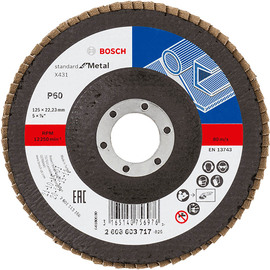 Круг лепестковый торцевой по металлу Bosch X431 Standard for Metal 125х22.2мм K60 (717) — Фото 1