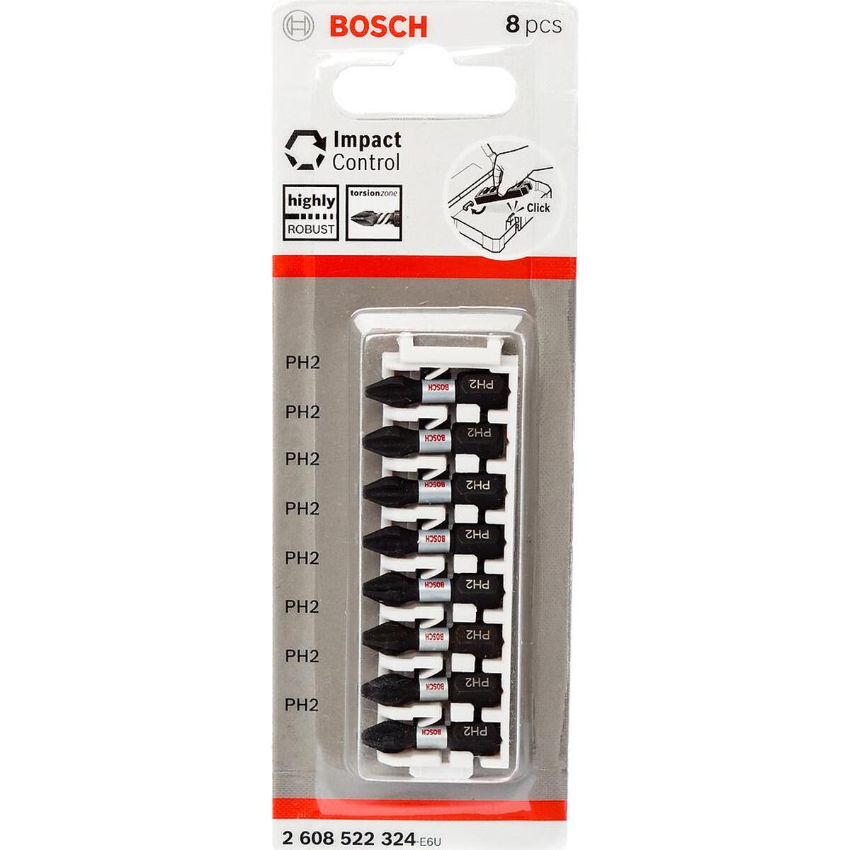 Набор бит Bosch PH2х25мм ударные 8шт (324) — Фото 1
