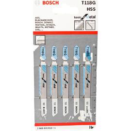 Набор пилок для лобзика по металлу Bosch T118G 92мм 5шт (012) — Фото 1