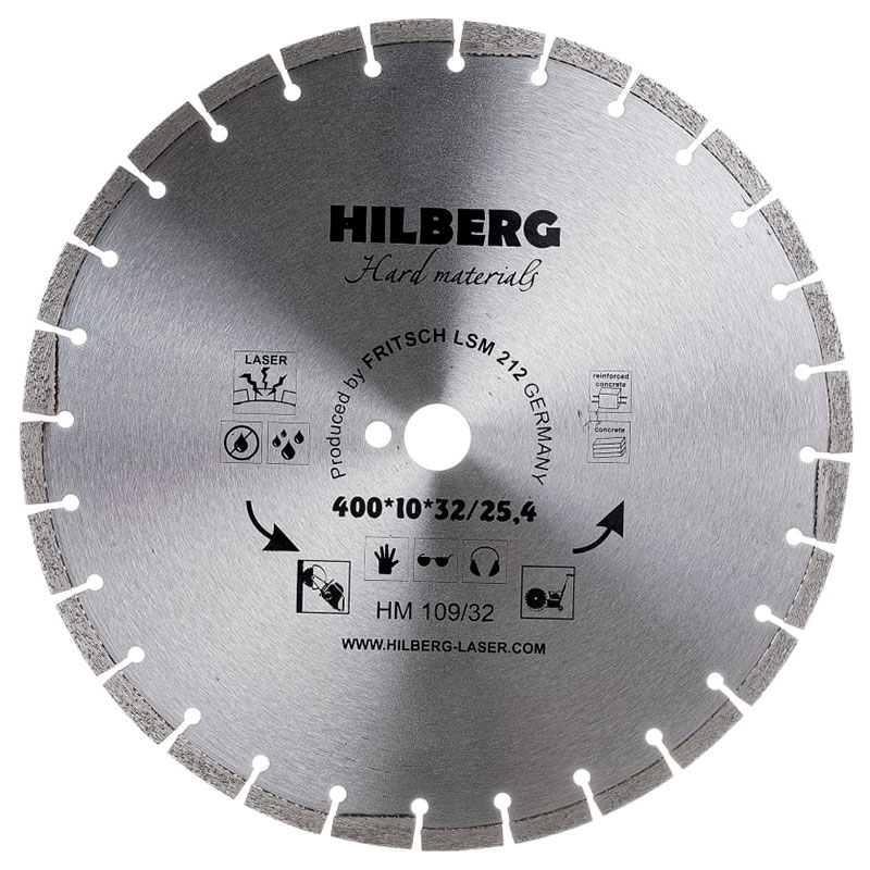 Диск алмазный по бетону и граниту Hilberg Hard Materials 400x32/25.4мм (HM109/32) — Фото 3